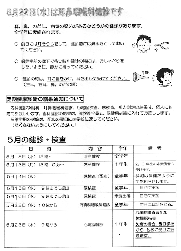 保健室だより紙面